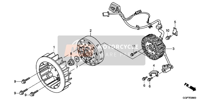 Honda NSC50T2 2014 Generador para un 2014 Honda NSC50T2